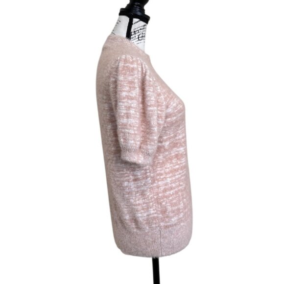 CeCe Eyelash Sweater Short Sleeve Knit Pink Mock Neck Womens Size M - Picture 2 of 7